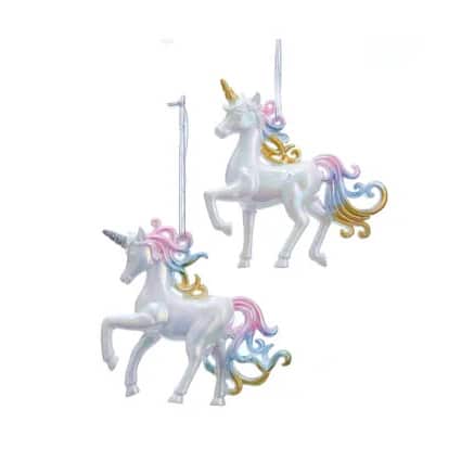 Pastel Dream Iridescent Unicorn Ornaments