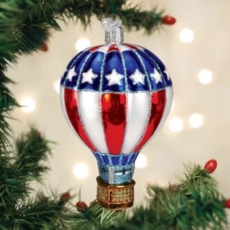 Patriotic Hot Air Balloon Ornament Old World Christmas