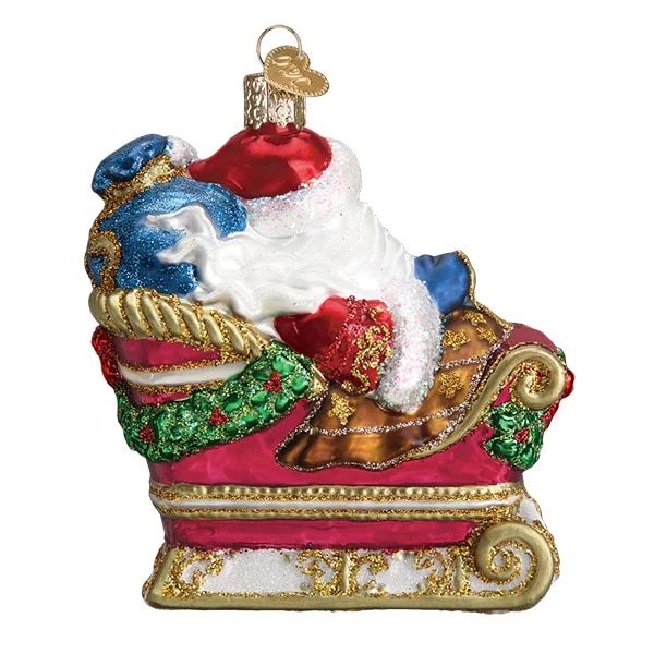 Santa in Sleigh Ornament Old World Christmas Back