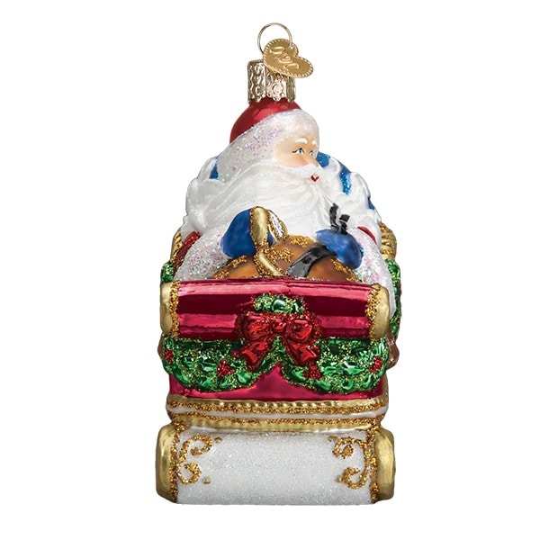 Santa in Sleigh Ornament Old World Christmas Front