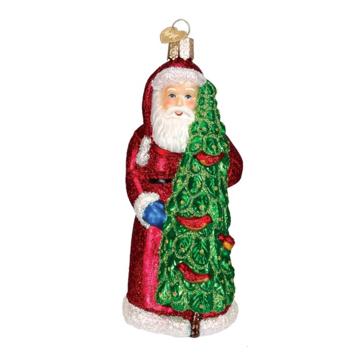 Santa with Calling Birds Ornament Old World Christmas Front