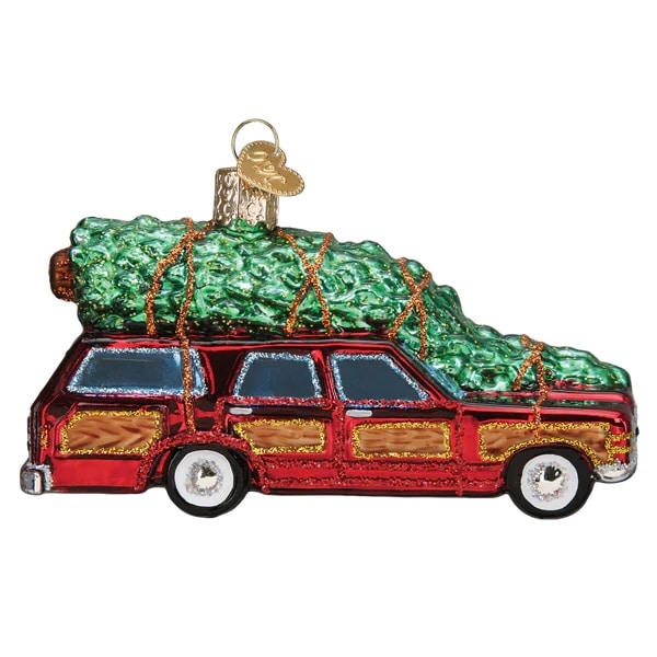 Station Wagon with Tree Ornament Old World Christmas Side