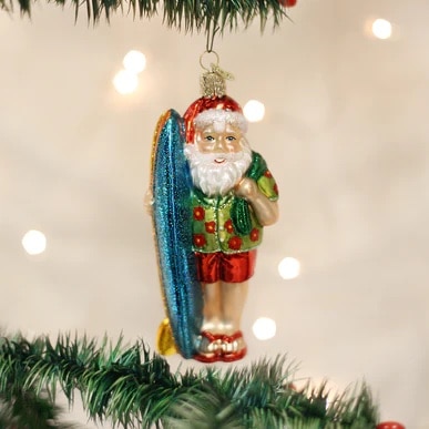 Surfer Santa Ornament Old World Christmas