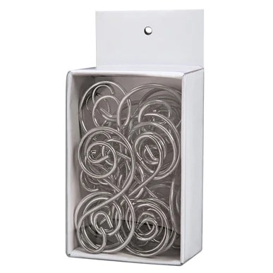 Swirl Wire Ornament Hooks Box Silver