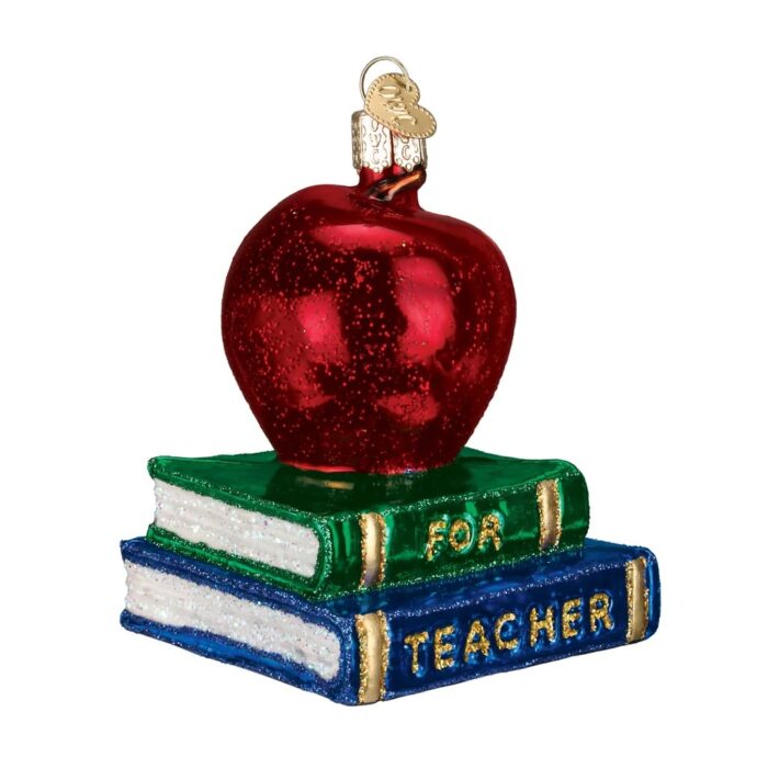 Teachers Apple Ornament Old World Christmas Back