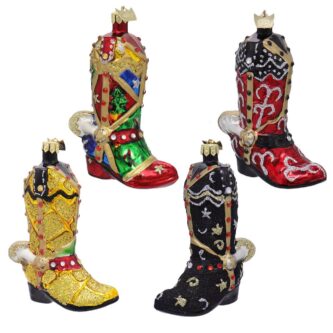 Decorated Glass Cowboy Boot Ornaments