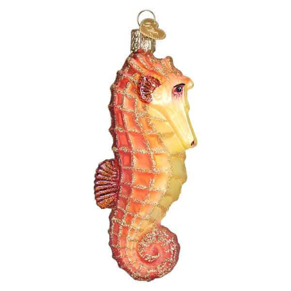 Orange Seahorse Ornament Old World Christmas Side