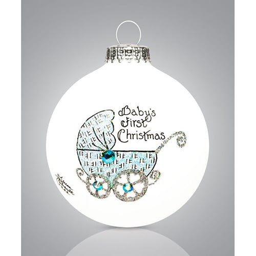 Baby Buggy 1st Christmas Ball Ornament Blue