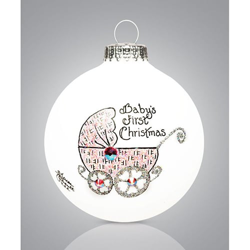 Baby Buggy 1st Christmas Ball Ornament Pink