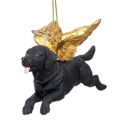 Black Lab Golden Wing Angel Ornament