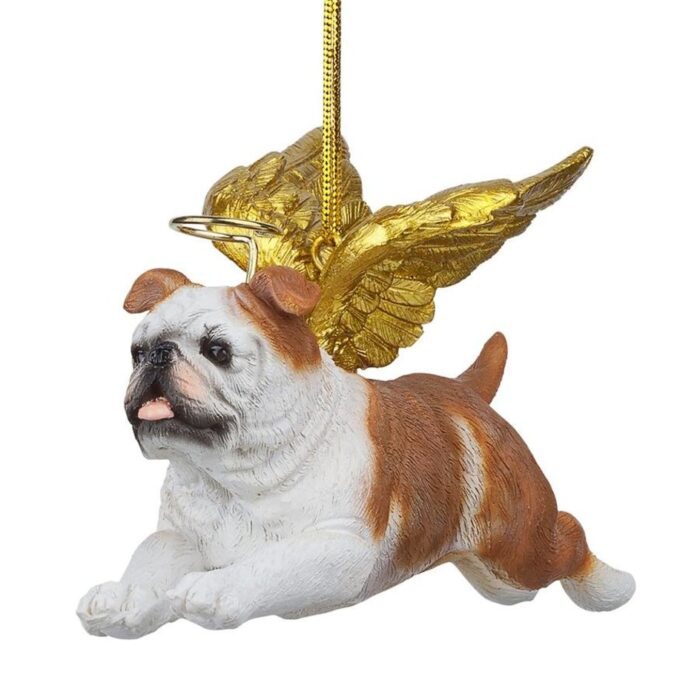 Bulldog Golden Wing Angel Ornament