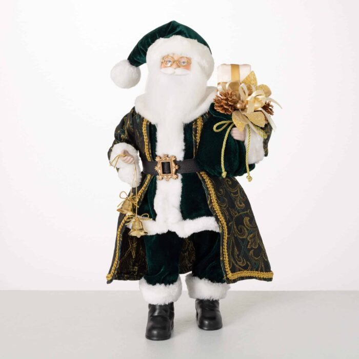 Elegant Emerald Santa Figurine