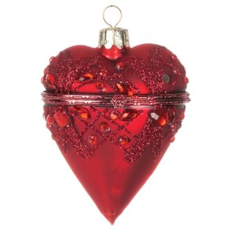 Heart Box Red Jeweled Ornament