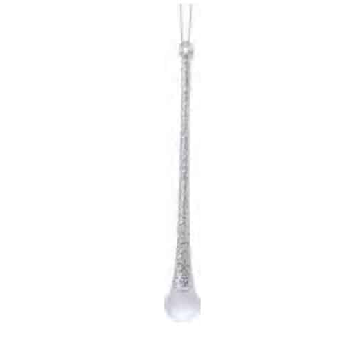Icicle Platinum Silver Glitter Ornament