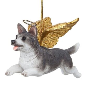 Siberian Husky Golden Wing Angel Ornament