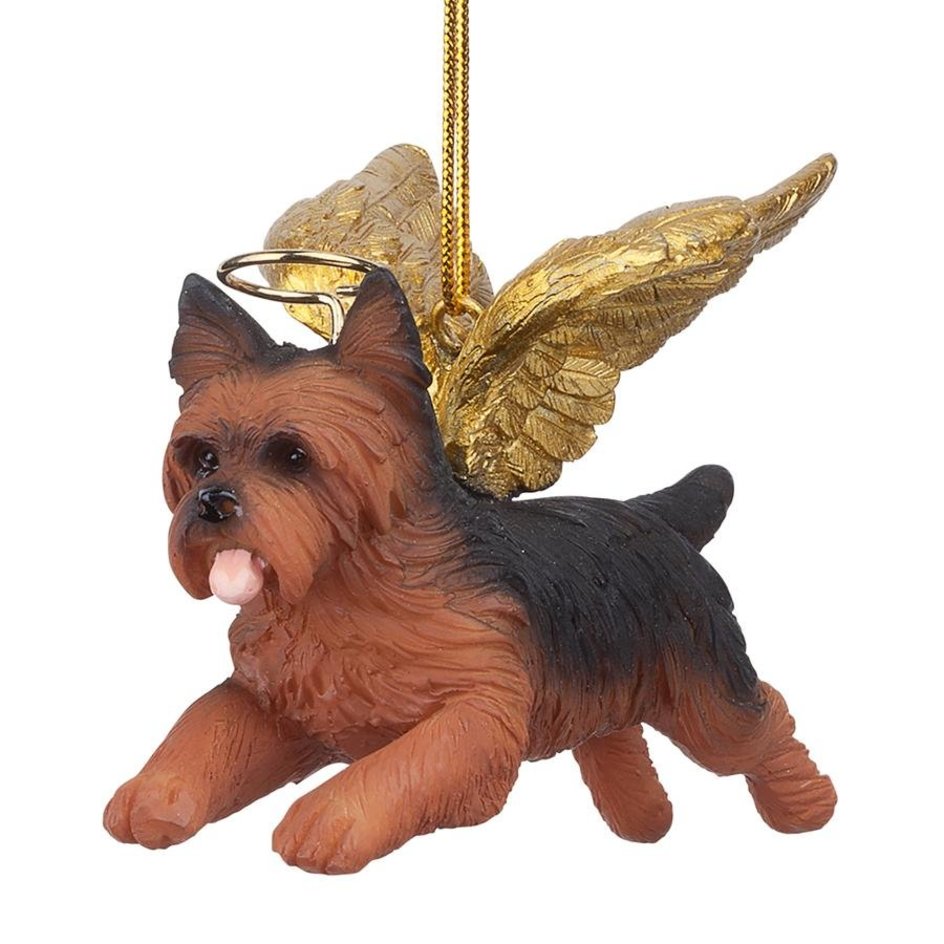 Yorkie Golden Wing Angel Ornament