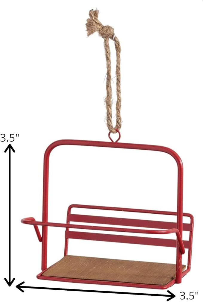 Rustic Red Ski Lift Ornament with Dimensions