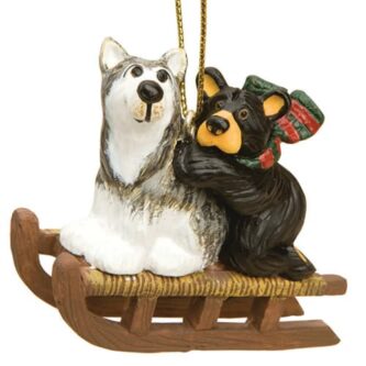 Bear and Sled Dog Ornament Bearfoots Bear
