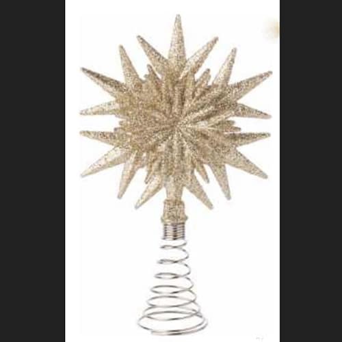 Champagne Gold Glitter Snowflake Star Treetop