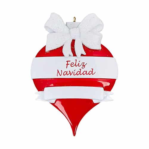 Feliz Navidad Bow Ornament Personalized