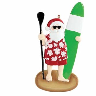 Paddle Board Santa Ornament Personalize