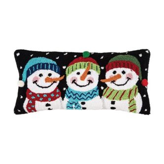 Snowman Trio Hooked Pillow