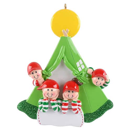 Tent Camping Family Ornament Personalized 4