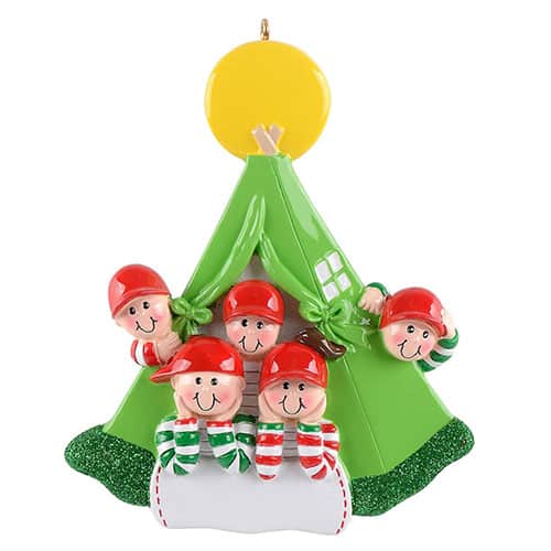 Tent Camping Family Ornament Personalized 5