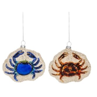 Colorful Crab On Sand Ornaments