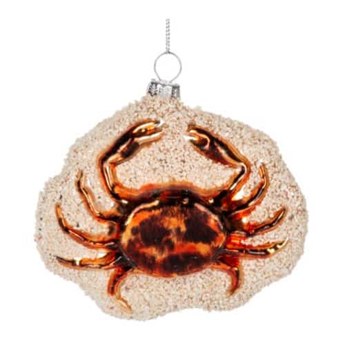 Colorful Crab on Sand Ornaments Red