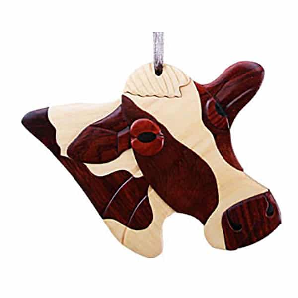 Cow Wooden Intarsia Ornament