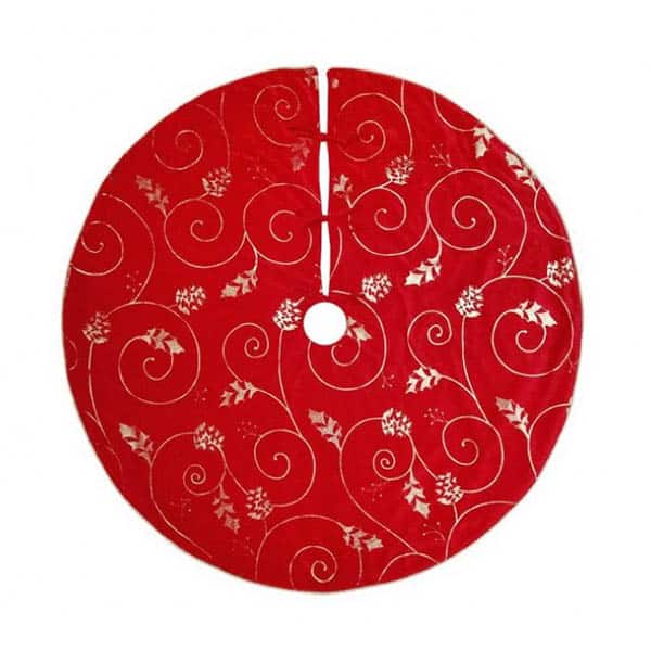 Gold Scroll Velvet Tree Skirt 48