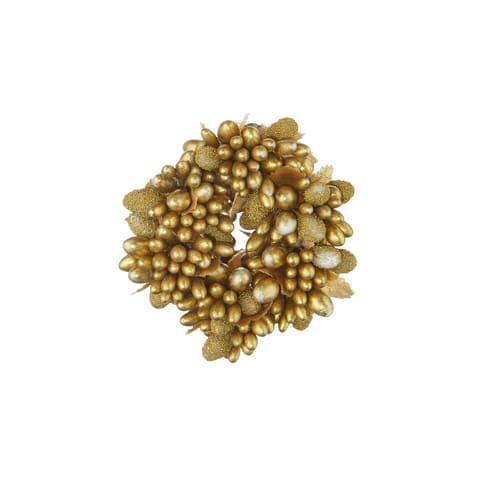 Golden Beaded Berry Candle Rings Taper