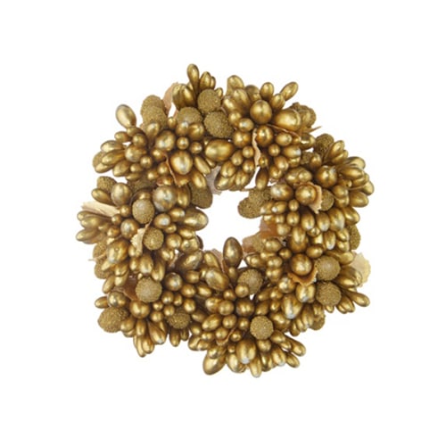 Golden Beaded Berry Candle Rings Votive