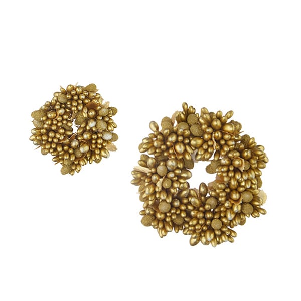 Golden Beaded Berry Candle Rings