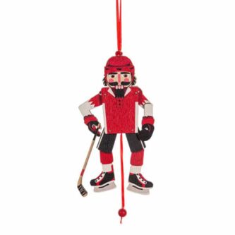 Hockey Nutcracker Pull-Toy Ornament