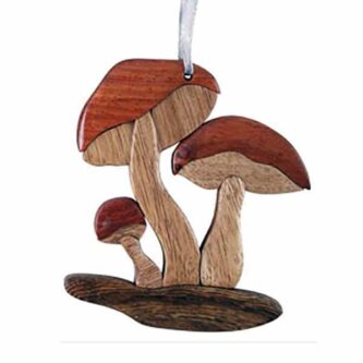 Mushroom Intarsia Wooden Ornament