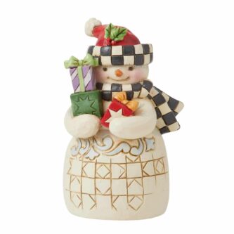 Snowman Checkered Scarf Mini By Jim Shore 6012958