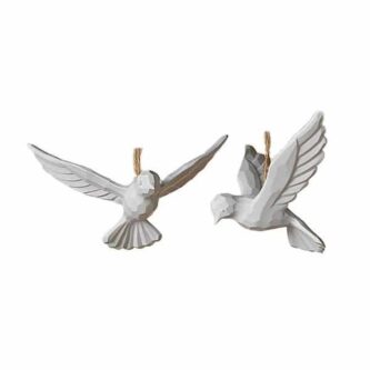 White Dove Carved Look Ornaments