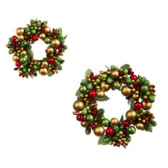 Beaded Holiday Berry Candle Rings