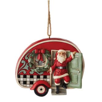 Santa Plaid Camper Ornament By Jim Shore 6012873