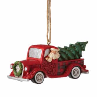 Santa Plaid Red Truck Ornament By Jim Shore 6012872