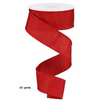 Christmas Red Ribbon Faux Dupioni