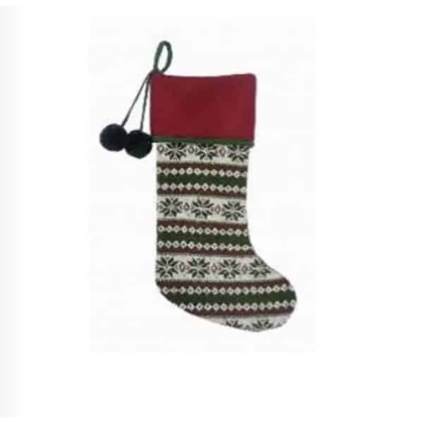 Green Pom Pom Stocking Christmas