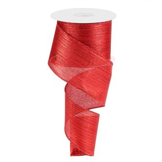 Red Vertical Stripe Metallic Ribbon 25