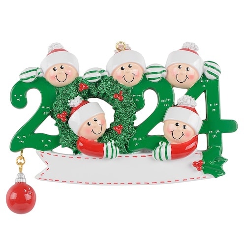 2024 Peeking Elves Family Ornament Personalized Five