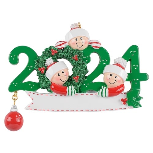 2024 Peeking Elves Family Ornament Personalized Three