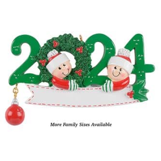 2024 Peeking Elves Family Ornament Personalized Two 2