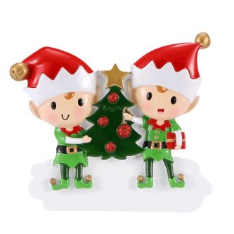 Elves Decorating Tree Ornament Personalize