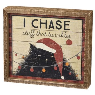 Cat Chase Twinkles Inset Box Sign
